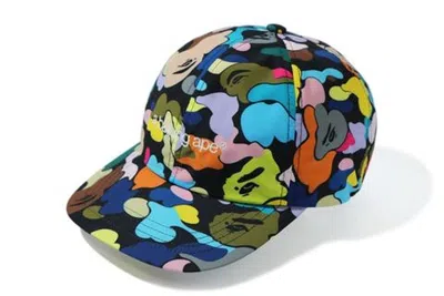 Pre-owned Bape Men's  Camo Embroidery Panel Cap In Black