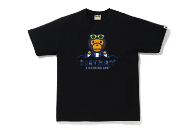 Pre-owned Bape Men's  Camo Milo Float Summer T-shirt In Black/blue In Multi