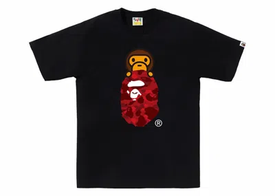 Pre-owned Bape Men's  Camo Milo On Ape Head Tee Shirt In Black/red