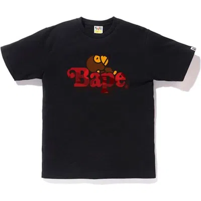 Pre-owned Bape Men's  Camo Milo On  T-shirt In Black/red In Multi
