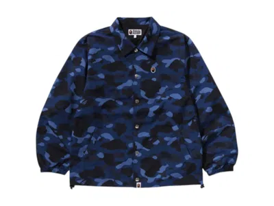 Pre-owned Bape Men's  Camo One Point Coach Jacket In Navy Blue