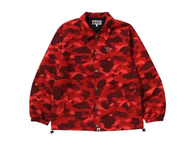 Pre-owned Bape Men's  Camo One Point Coach Jacket In Red