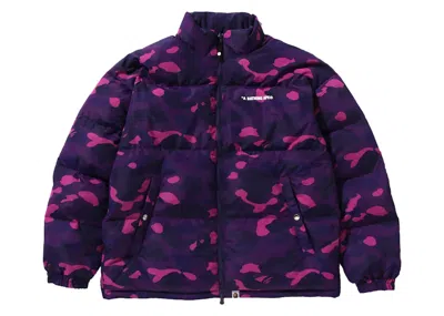 Pre-owned Bape Men's  Camo Reversible Down Jacket In Purple
