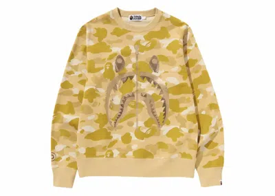 Pre-owned Bape Men's  Camo Shark Crewneck Sweatshirt (ss24) In Yellow