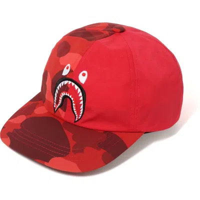 Pre-owned Bape Men's  Camo Shark Panel Cap In Red