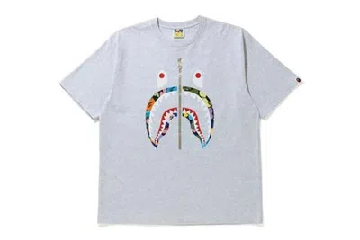 Pre-owned Bape Men's  Camo Shark Relaxed Tee Shirt In Gray