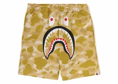 Pre-owned Bape Men's  Camo Shark Sweat Shorts (ss24) In Yellow