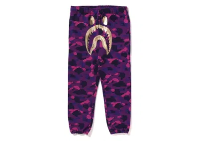 Pre-owned Bape Men's  Camo Shark Sweatpant In Purple