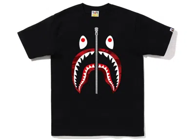 Pre-owned Bape Men's  Camo Shark Tee Shirt (fw22) In Black Red