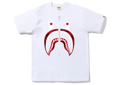 Pre-owned Bape Men's  Camo Shark Tee Shirt (fw22) In White Red