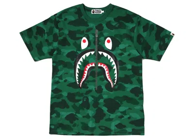 Pre-owned Bape Men's  Camo Shark Tee Shirt In Green