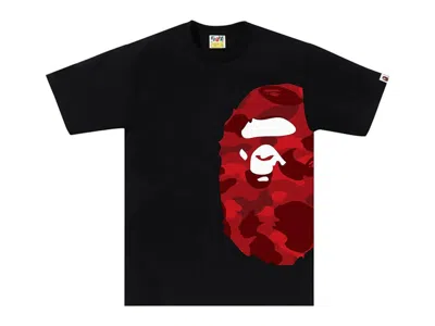 Pre-owned Bape Men's  Camo Side Big Ape Head Tee Shirt (fw25) In Black/red In Multi