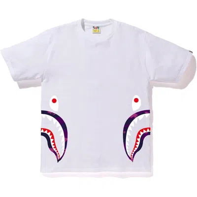 Pre-owned Bape Men's  Camo Side Shark Tee Shirt In White/purple