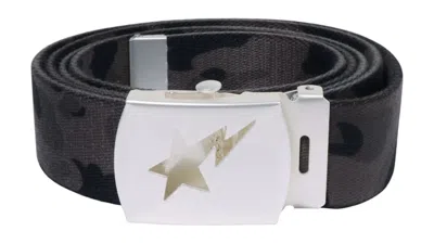 Pre-owned Bape Men's  Camo Sta Gi Belt In Black