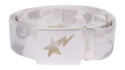 Pre-owned Bape Men's  Camo Sta Gi Belt In White