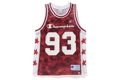 Pre-owned Bape Men's  Champion Camo Mesh Tank Top In Red