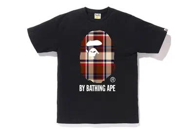 Pre-owned Bape Men's  Check By Bathing Ape Tee Shirt In Black/red In Multi