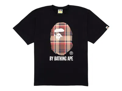 Pre-owned Bape Men's  Check By Bathing Ape Tee Shirt In Black/red In Multi