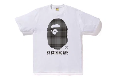 Pre-owned Bape Men's  Check By Bathing Ape Tee Shirt In White/black In Multi