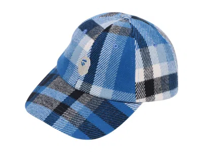 Pre-owned Bape Men's  Check Panel Cap In Blue