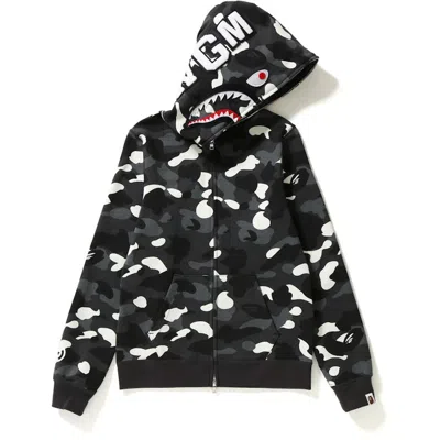 Pre-owned Bape Men's  City Camo Shark Full Zip Hoodie In Black