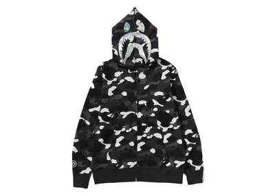 Pre-owned Bape Men's  City Camo Shark Full Zip Hoodie (ss24) In Black