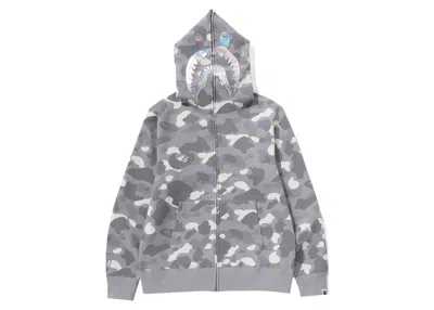 Pre-owned Bape Men's  City Camo Shark Full Zip Hoodie (ss24) In Gray