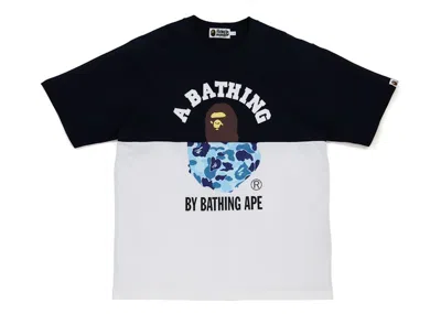 Pre-owned Bape Men's  College & By Bathing Ape Relaxed Fit Tee Shirt In Navy Blue