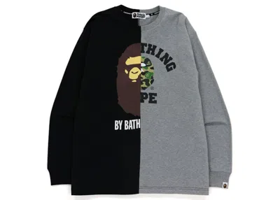 Pre-owned Bape Men's  College & By Bathing Relaxed Fit Ape Long Sleeve Tee Shirt In Black