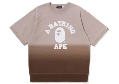 Pre-owned Bape Men's  College Gradation Short Sleeve Sweat Crewneck Sweatshirt In Brown