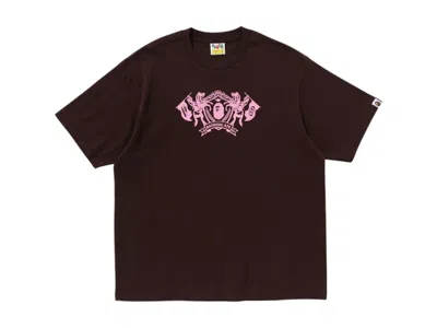 Pre-owned Bape Men's  College Logo Relaxed Fit Tee Shirt In Brown