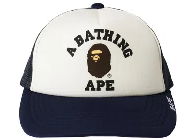 Pre-owned Bape Men's  College Mesh Cap In Navy Blue