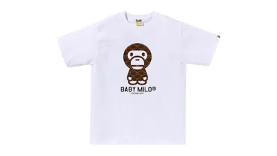 Pre-owned Bape Men's  College Monogram Baby Milo Tee Shirt In White/brown