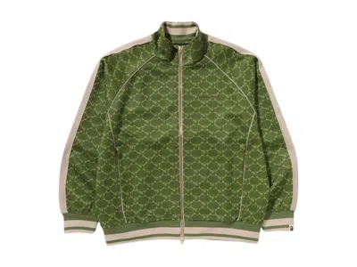Pre-owned Bape Men's  College Monogram Logo Relaxed Fit Track Jacket In Olivedrab Green