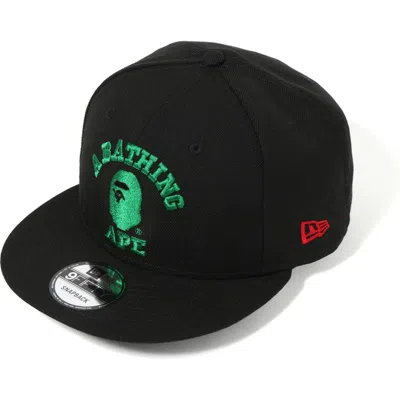 Pre-owned Bape Men's  College New Era Snapback Cap In Black/green In Multi