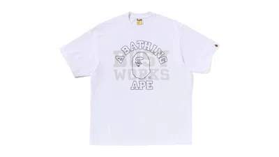 Pre-owned Bape Men's  College Relaxed Fit I Tee Shirt In White