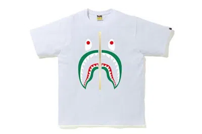Pre-owned Bape Men's  Colors Shark T-shirt In White/blue