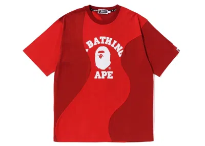 Pre-owned Bape Men's  Cutting College Relaxed Fit Tee Shirt In Red