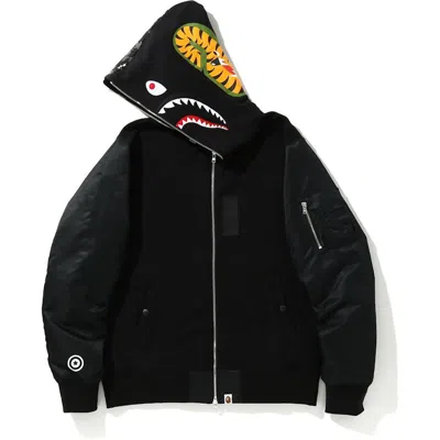 Pre-owned Bape Men's  Digital Camo Military Shark Full Zip Hoodie In Black