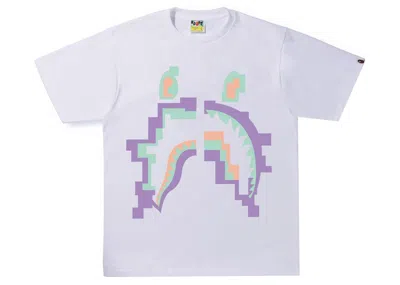Pre-owned Bape Men's  Digital Shark Tee Shirt In White