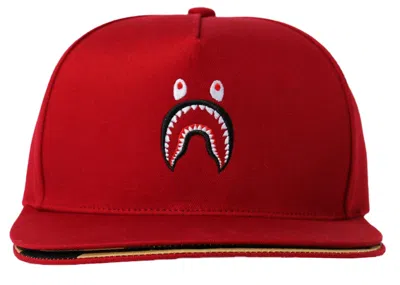 Pre-owned Bape Men's  Double Visor Shark Snapback Cap In Red