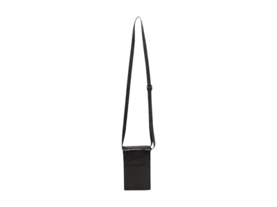 Pre-owned Bape Men's  Embossed Leather Phone Bag In Black