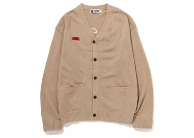 Pre-owned Bape Men's  Embroidery Shaggy Knit Cardigan In Beige In Sand