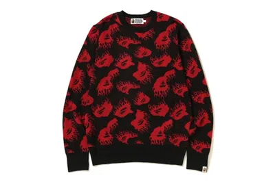 Pre-owned Bape Men's  Fire Pattern Knit In Black
