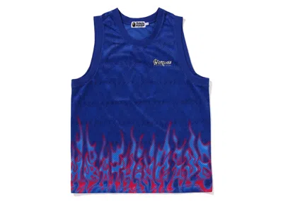 Pre-owned Bape Men's  Flame Mesh Vest In Blue