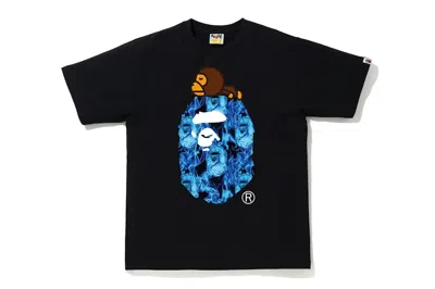 Pre-owned Bape Men's  Flame Milo On Big Ape T-shirt In Black/blue In Multi