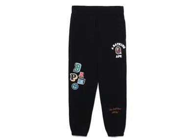 Pre-owned Bape Men's  Fonts Sweatpants In Black