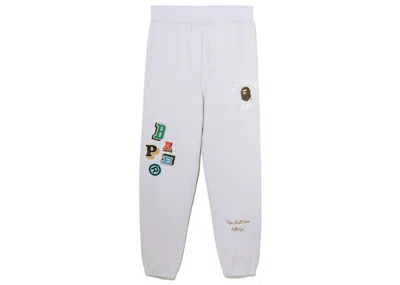 Pre-owned Bape Men's  Fonts Sweatpants In Grey In Gray