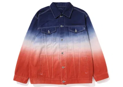 Pre-owned Bape Men's  Gradation Champion Loose Fit Denim Jacket In Multi