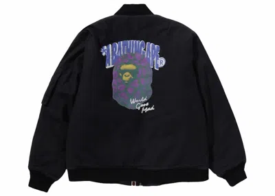 Pre-owned Bape Men's  Graffiti Bomber Jacket In Black